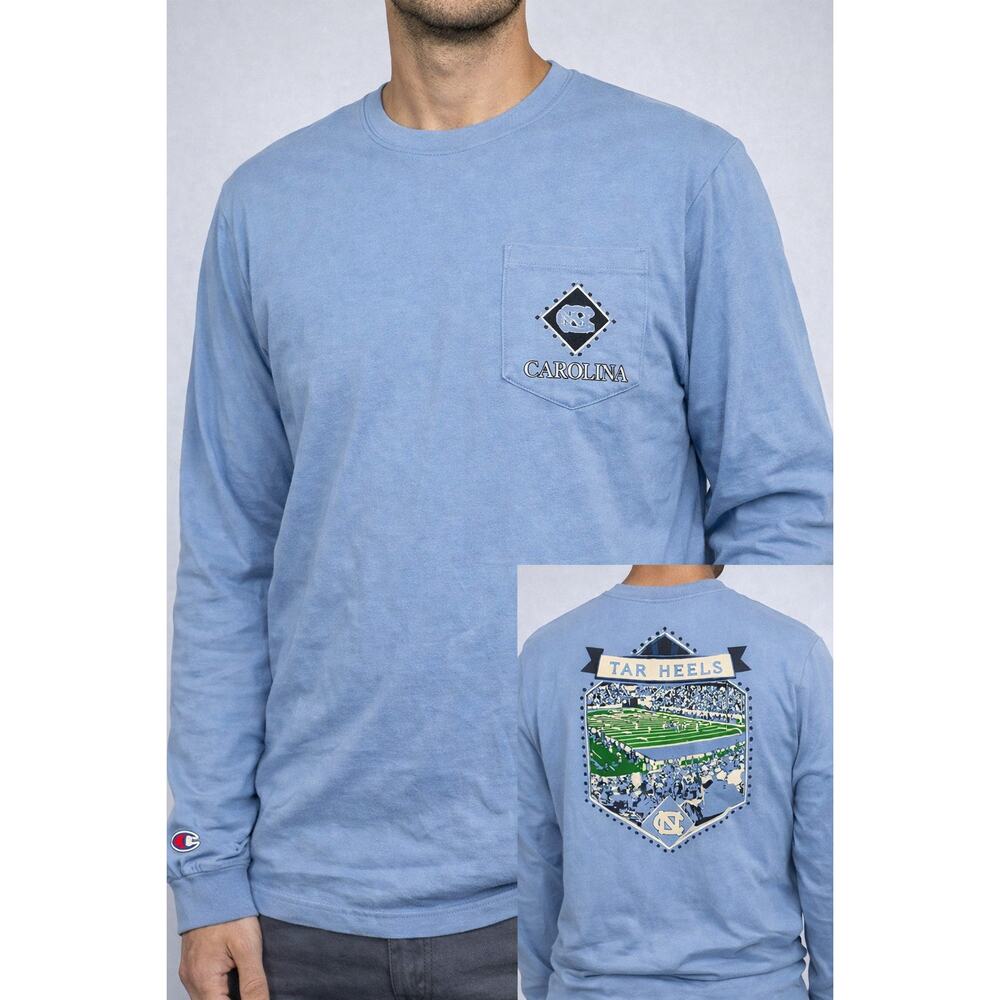 Champion UNC Tar Heels Long Sleeve Pocket‎ T-Shirt Blue Men’s Large